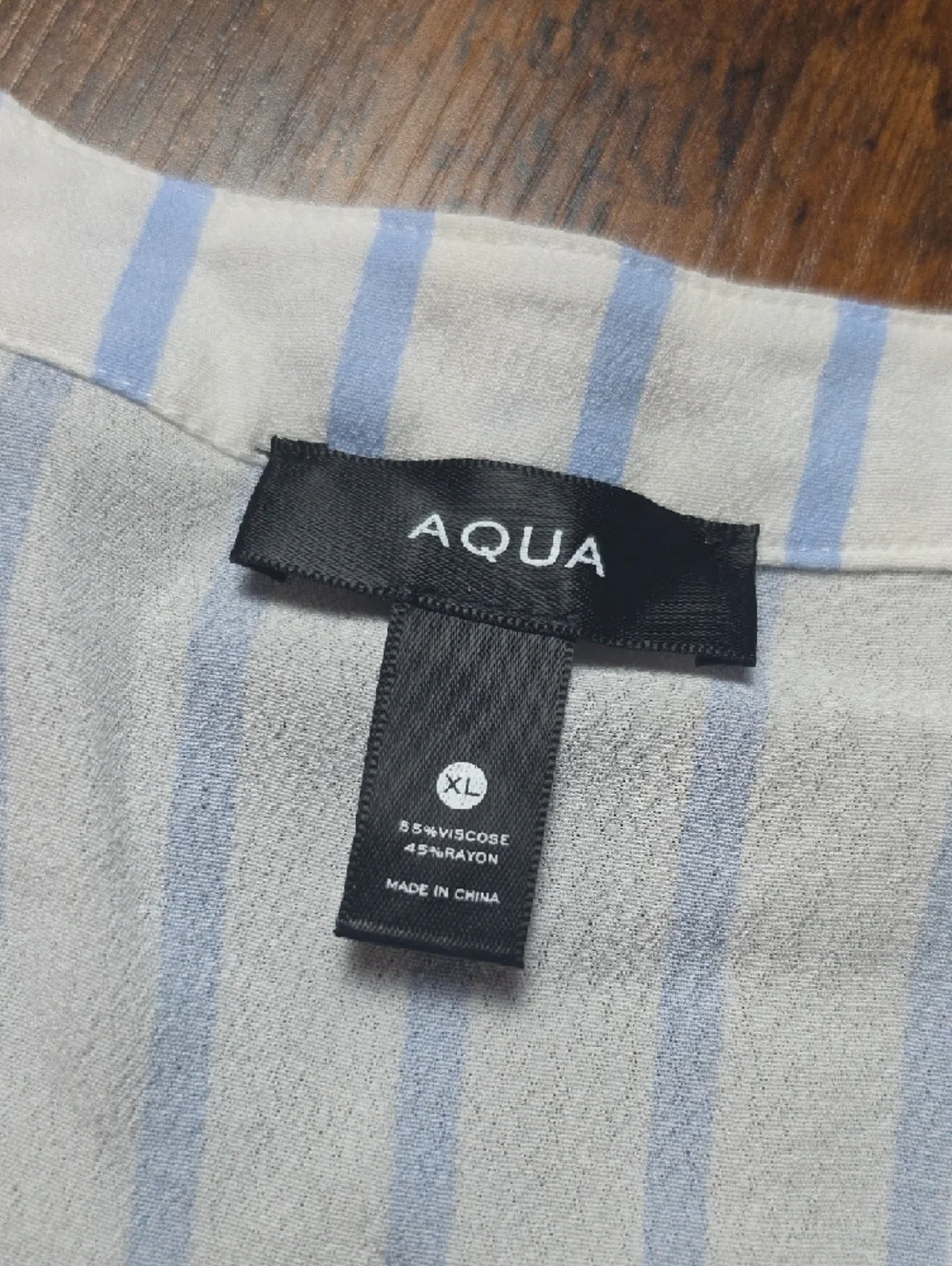 AQUA | Striped Smocked Boho Mini Dress Swim Cover Resort Beachy Blue White | XL - Picture 4 of 8